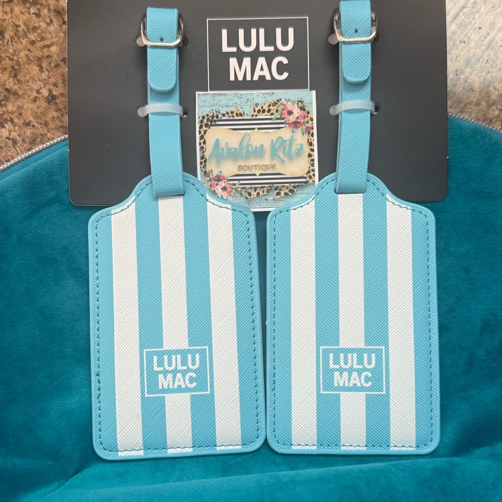 LULU MAC Blue White Stripe Luggage Tags Set of 2